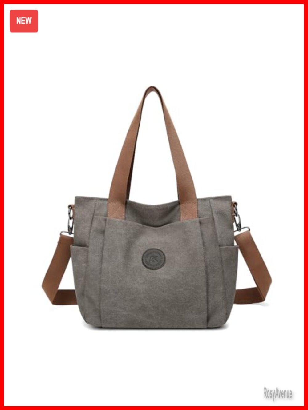 Washed Canvas Crossbody Tote Bag Adjustable Strap Multi Pocket